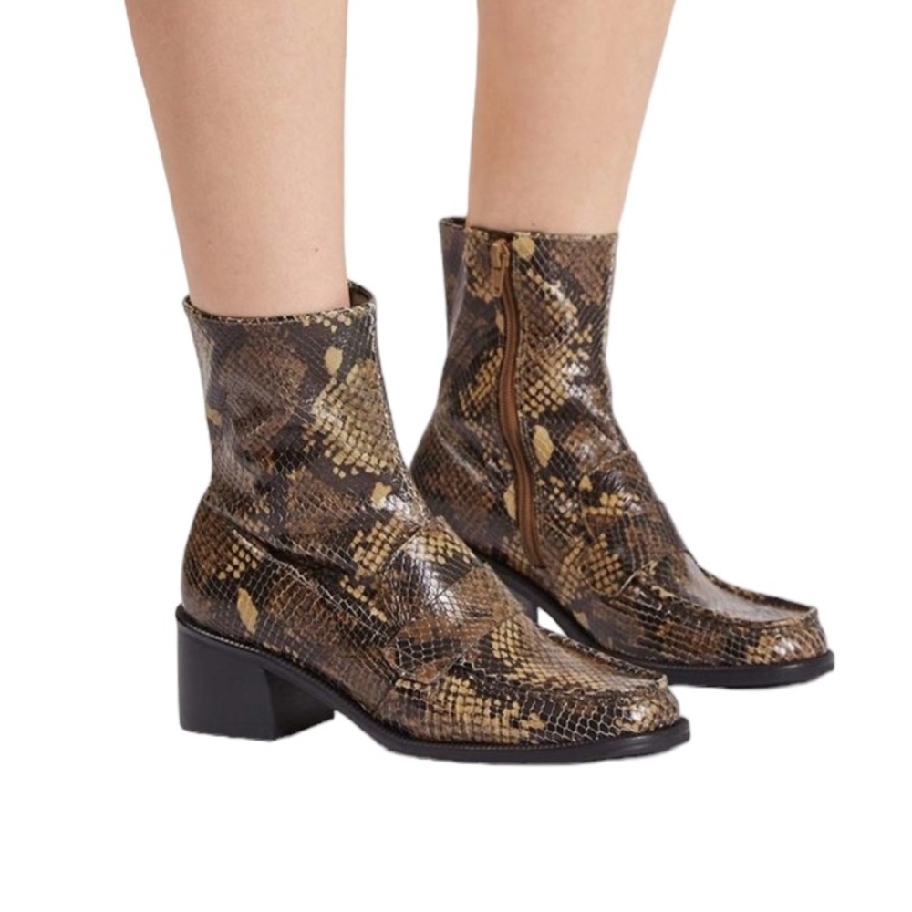 Topshop Matisse Snake Print Loafer Boots